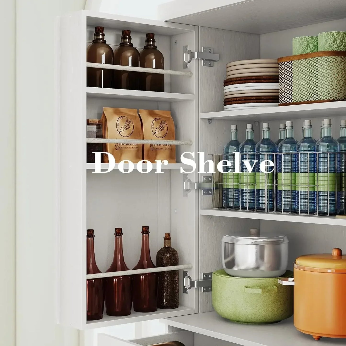 Kitchen Pantry Cabinet 72 Inch Height Freestanding Cupboard