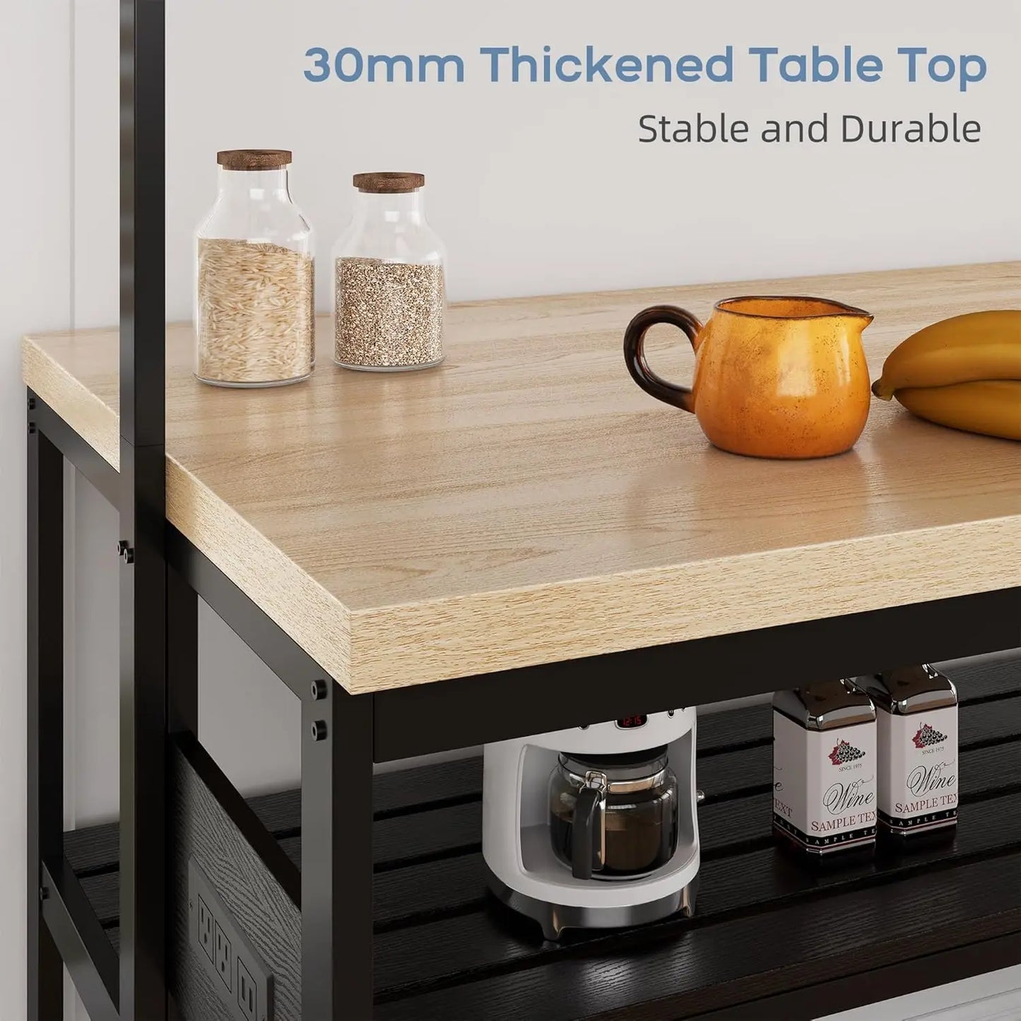 Kitchen Island with Storage and Power Outlet for Kitchen