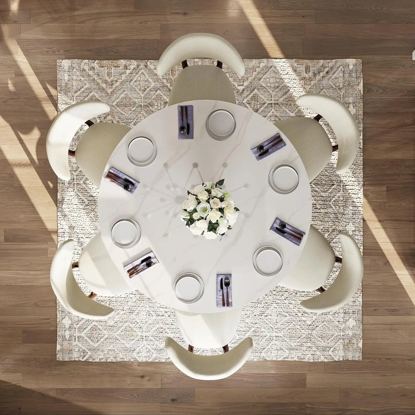 Round Dining Table for 6 Modern Marble Dining Room Table 60"