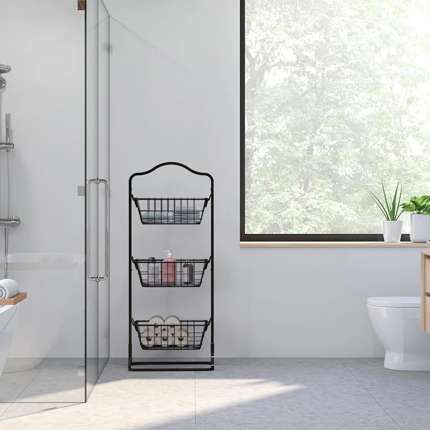 Wire Market Fruit Basket Stand, Great for storing fruits, vegetables, toiletries and household items in kitchen