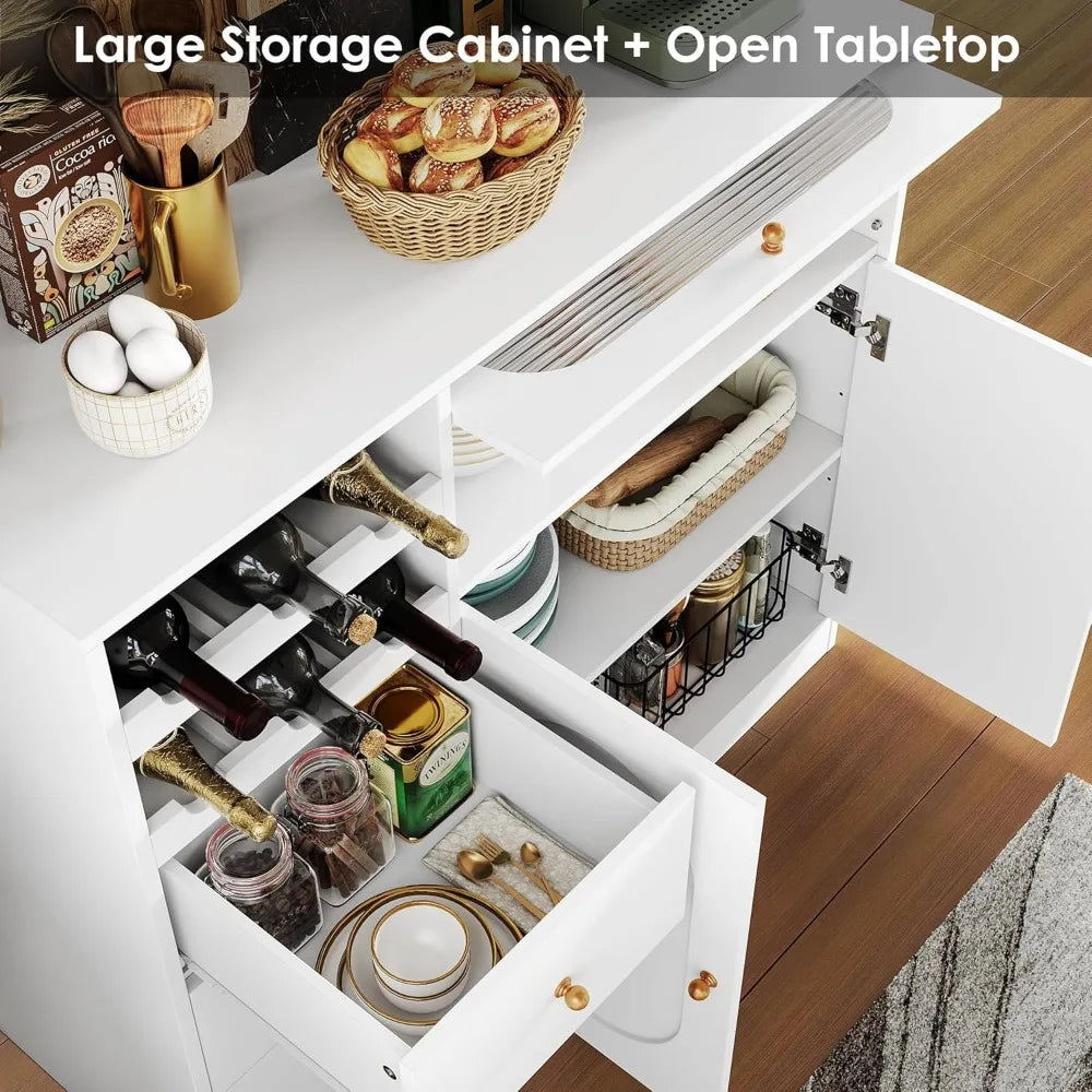 Kitchen Pantry Storage Cabinet with Hutch and Buffet Storage