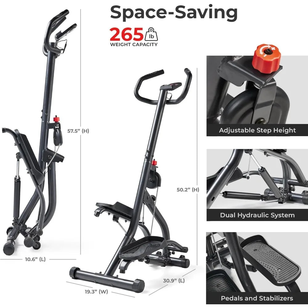 Stair Stepper w/Handlebar, Compact Height-Adjustable Machine