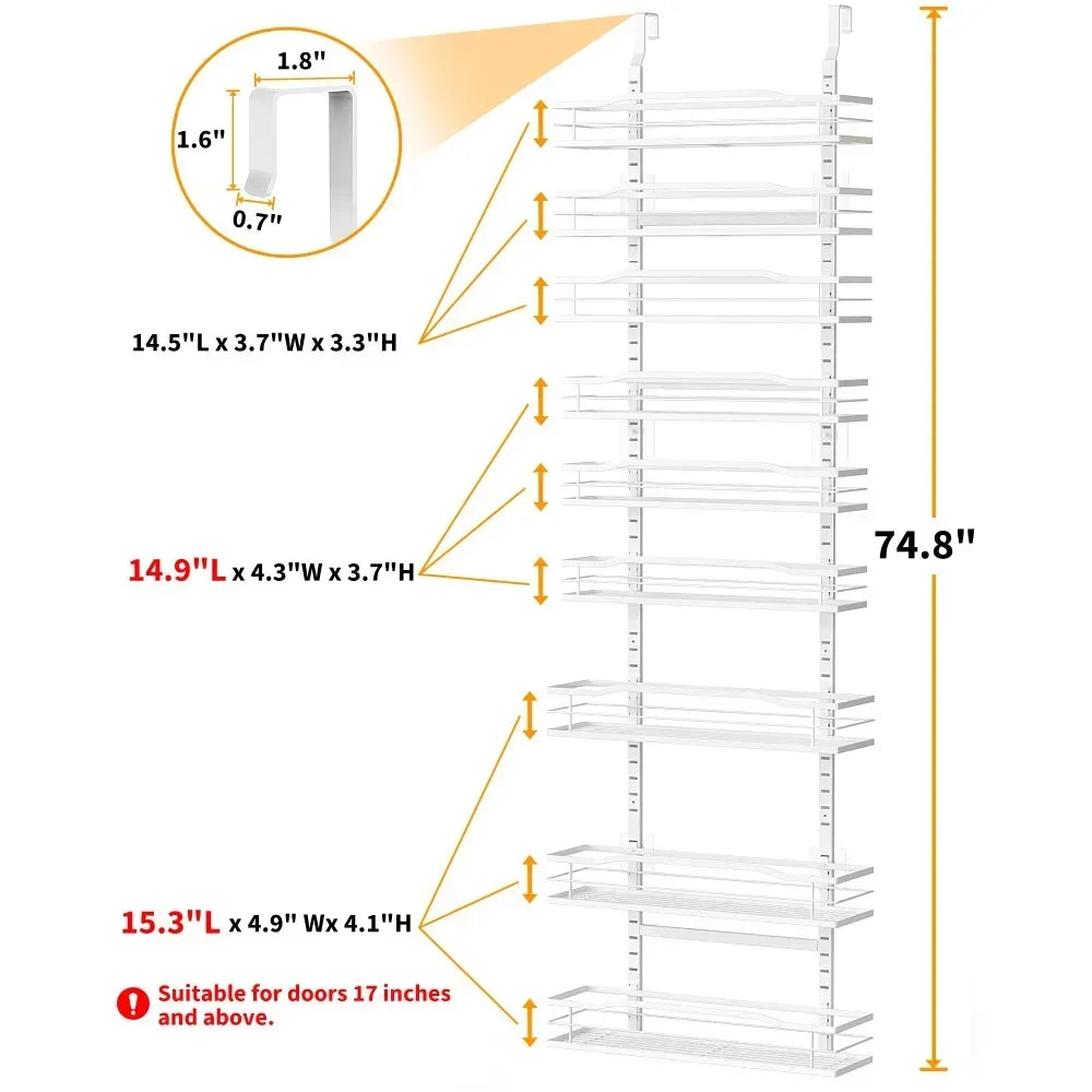 9-Tier Over The Door Pantry Organization And Storage Rack