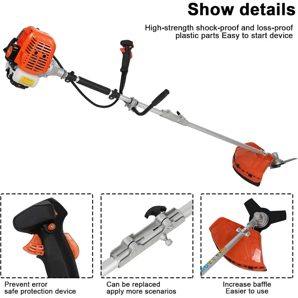 Gas Lawn Mower and Gasoline Hedge Lawn Mower, Wireless, 2 in 1, Full Function, 52CC