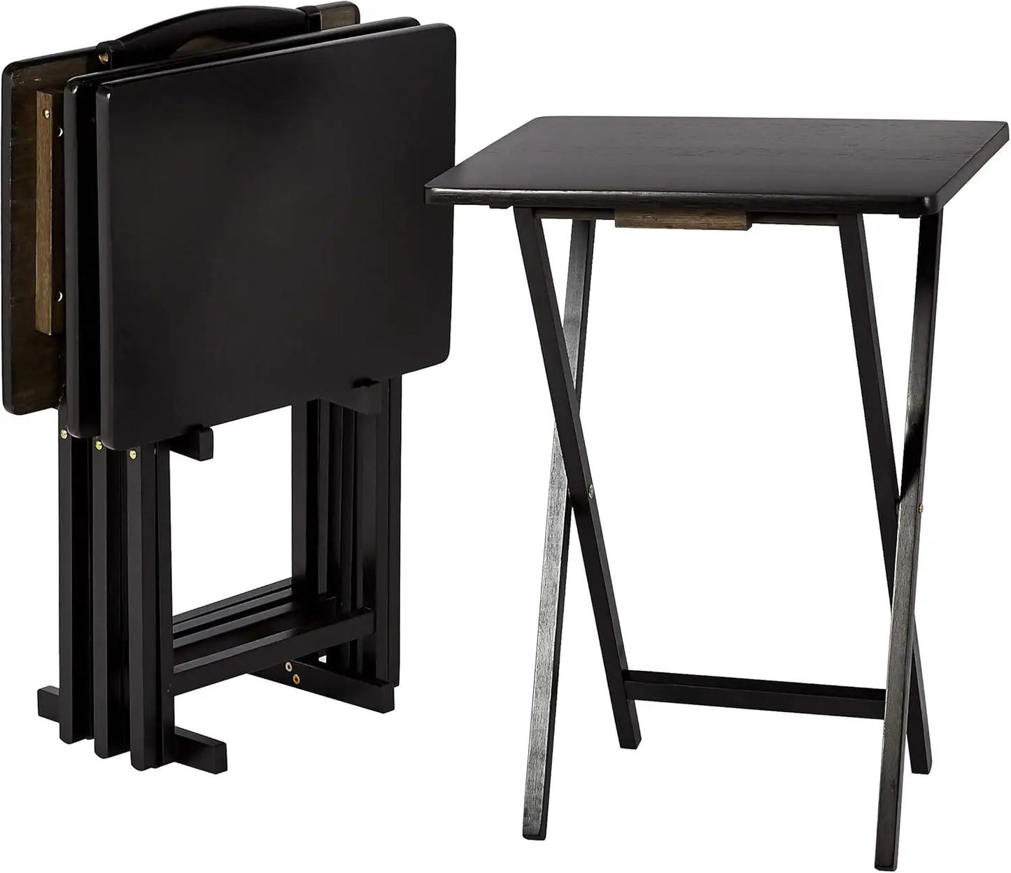 Classic Portable TV Dinner Rectangular Folding Tray Tables, withj rack