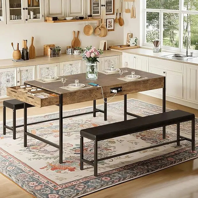 Bar Table and Chairs Set for 2, 3-Piece Dining Set