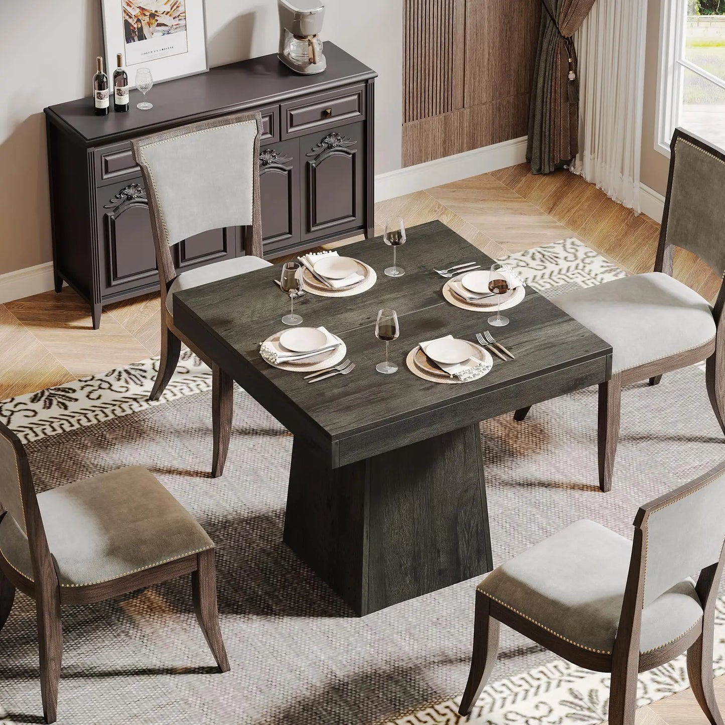 Tribesigns Square Dining Table for 4 - Modern Wooden Design