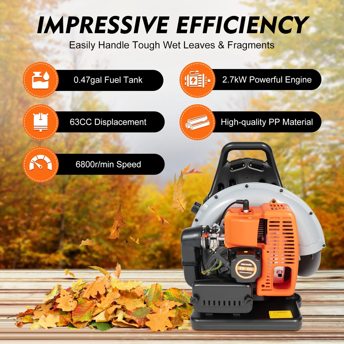 65CC 2 Stroke Petrol Backpack Leaf Air-cooled Blower