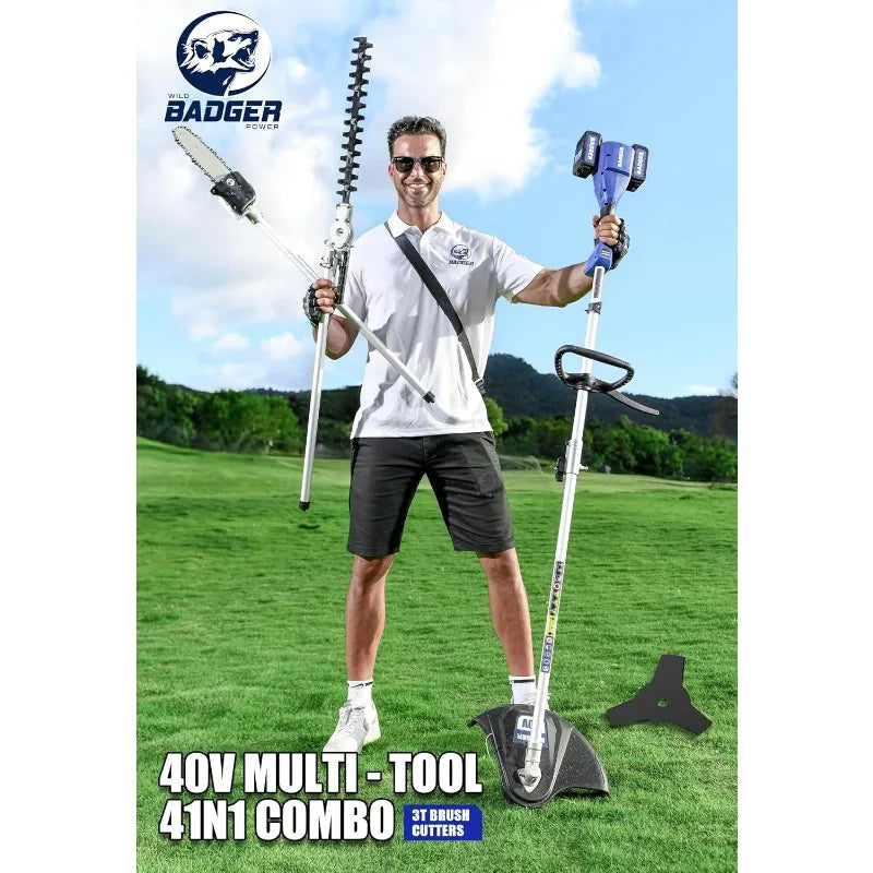 40V Cordless Weed Wacker, String Trimmer/Edger, Pole Saw, Hedge Trimmer and Brush Cutter Blade