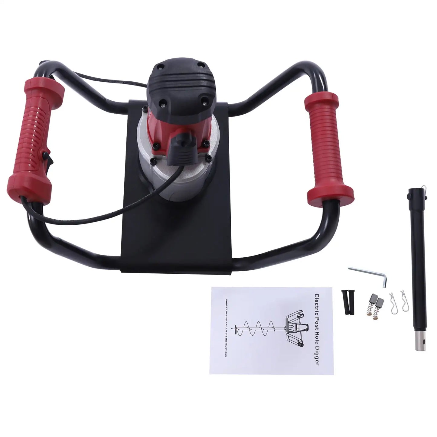 1500W Electric Post Hole Digger Plant Fence Ground Digging Drill Garden Borer Tools 1.6HP 200Rpm with 4" Bit and Extension Rod