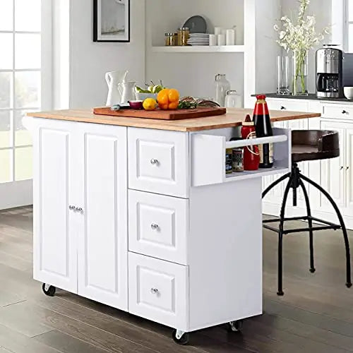 Rolling Kitchen Island with Storage Portable Kitchen Island with Drop Leaf