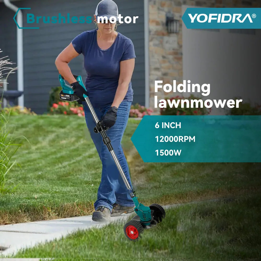 YOFIDRA 100-135cm Electric Lawn Mower Foldable Trimmer