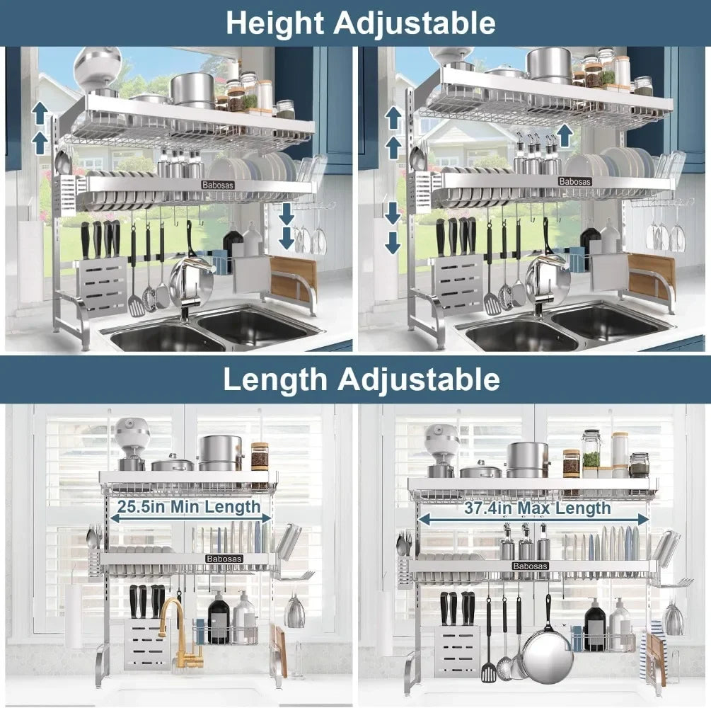 Over The Sink Dish Drainer Drying Rack 3 Tier Stainless Steel