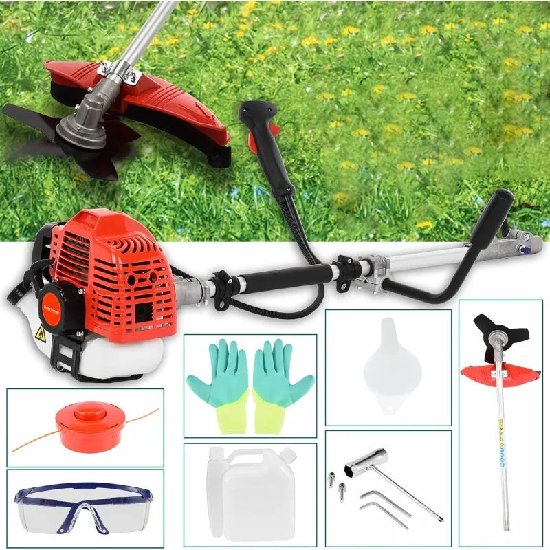 52cc Gas Grass Trimmer, 2 in 1 Petrol Weed Eater, 2-Stroke Weed Whacker Cordless