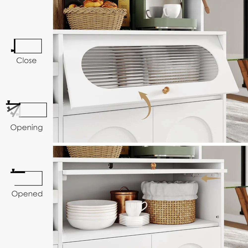 Kitchen Pantry Storage Cabinet with Hutch and Buffet Storage