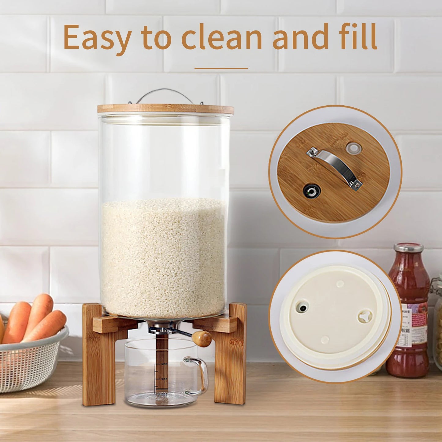 Flour And Cereal Container 5L/7.5L Rice Dispenser Glass Storage