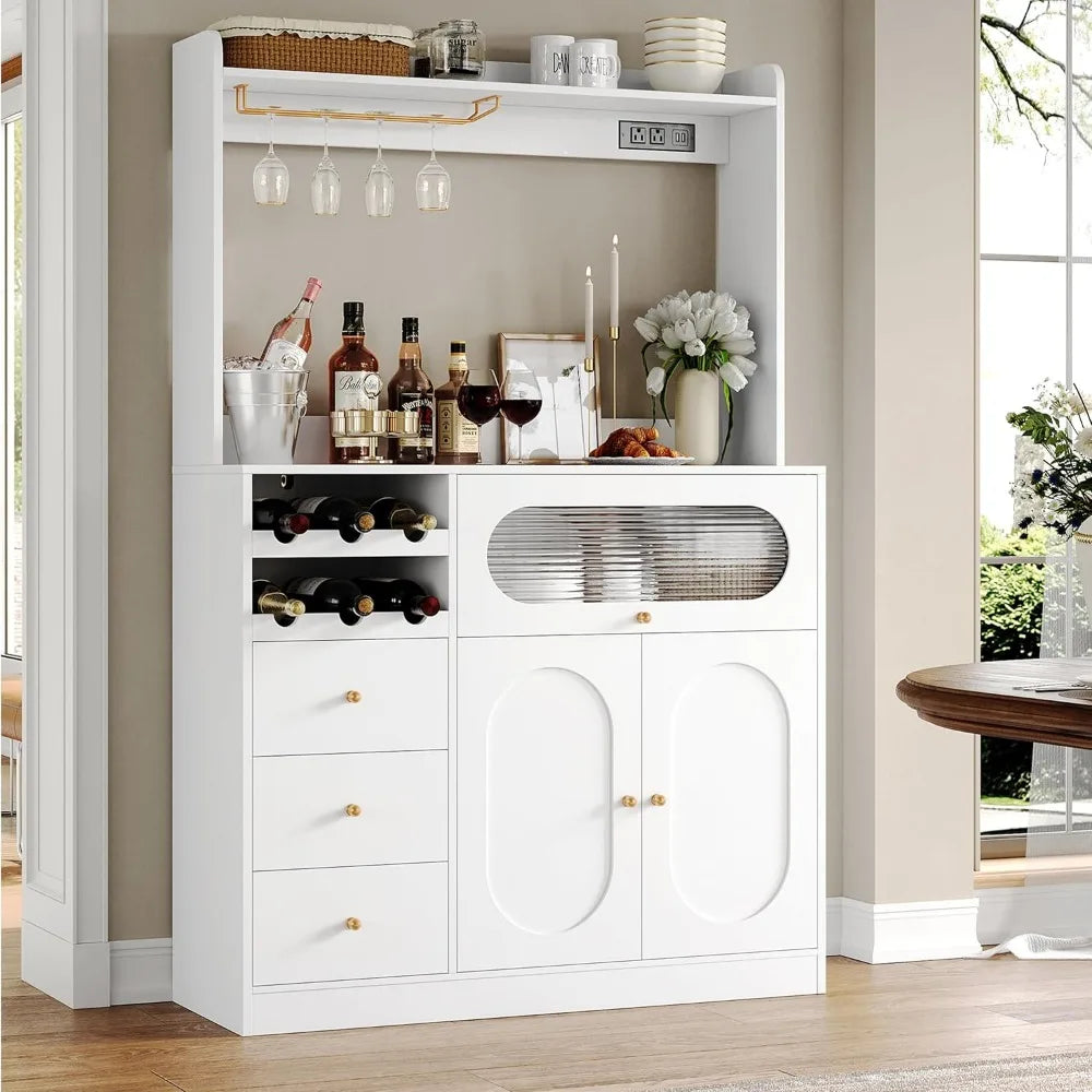 Kitchen Pantry Storage Cabinet with Hutch and Buffet Storage