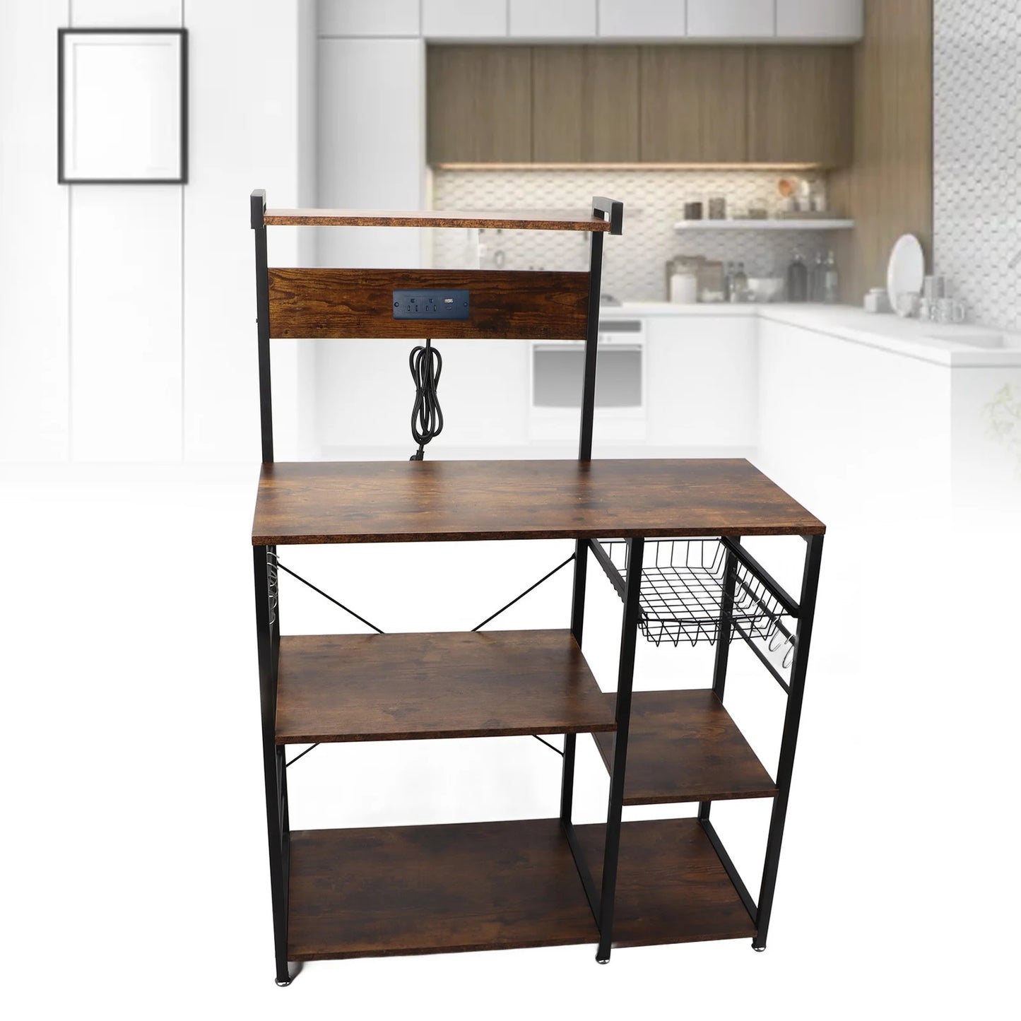 Kitchen Utility Storage Shelf Microwave Oven Stand Coffee Bar Station Rust Resistant Multi Tier for Spices