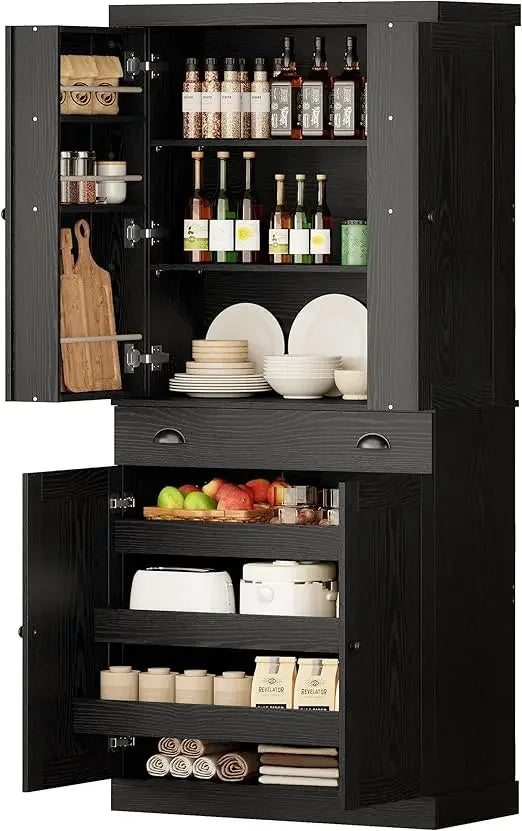 Kitchen Pantry Cabinet 72 Inch Height Freestanding Cupboard