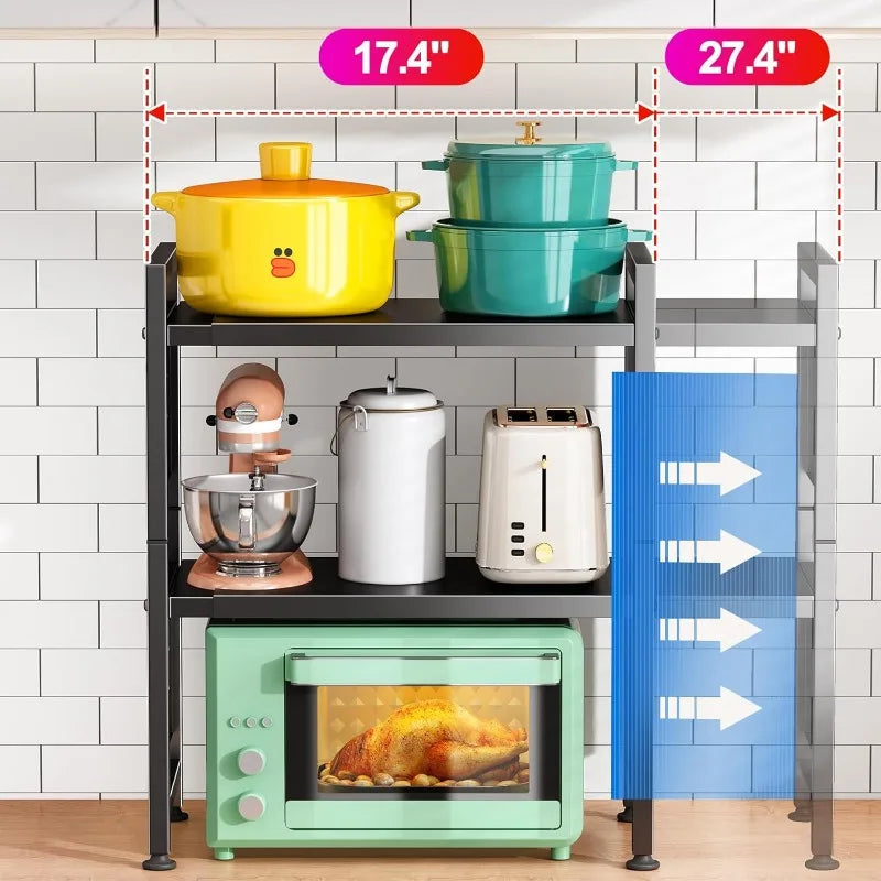 Adjustable Microwave Stand Heavy Duty 3-Tier Rack Shelf