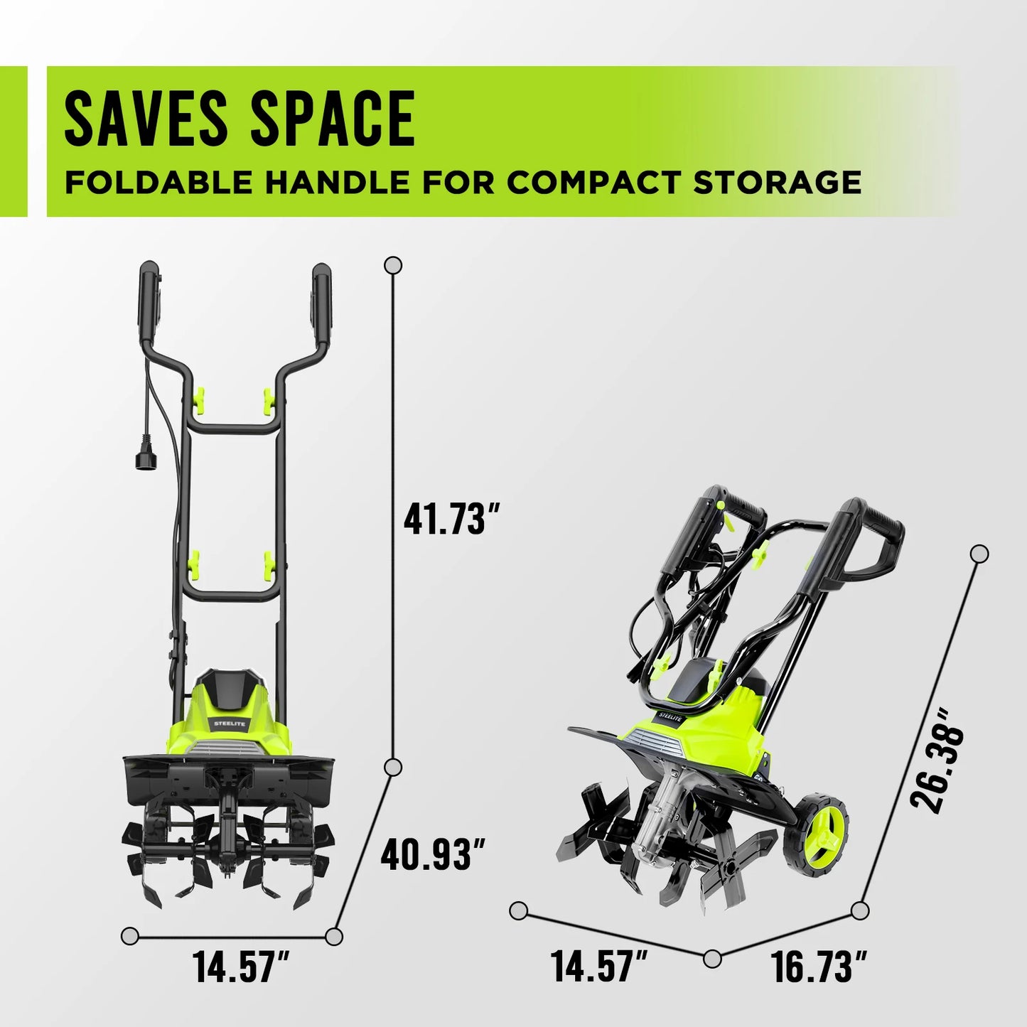Deli 10A 120V 14-Inch Electric Garden Tiller and Cultivator
