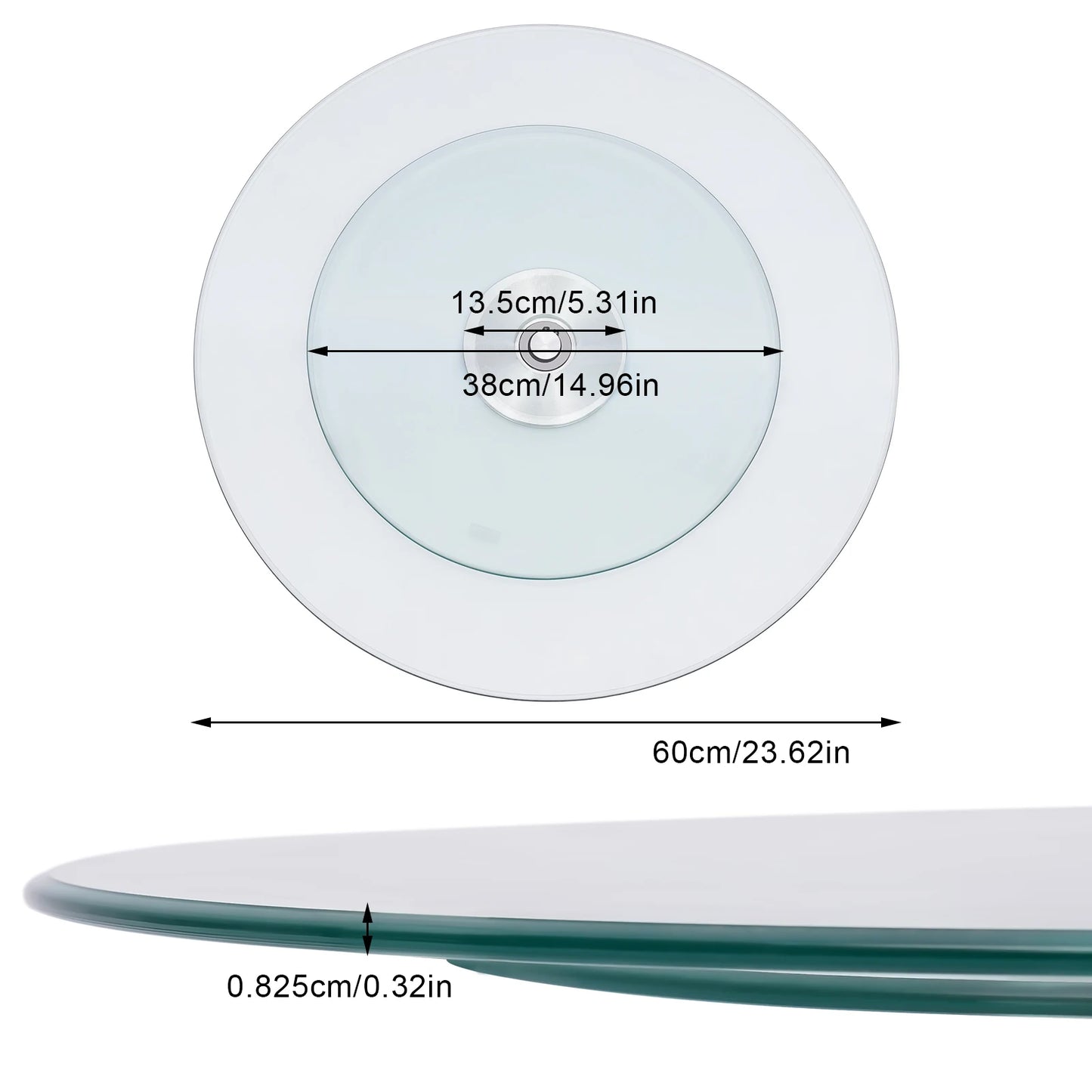 Bymaocar 27.56in Tempered Glass Turntable Clear Dining Round Table
