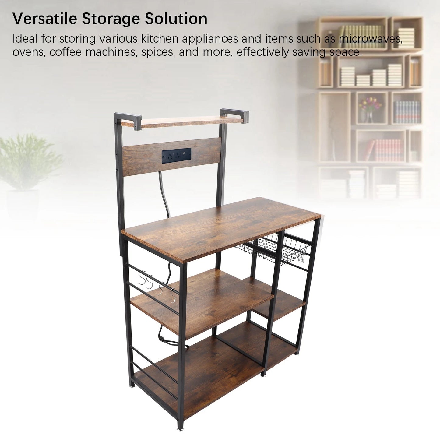 Kitchen Utility Storage Shelf Microwave Oven Stand Coffee Bar Station Rust Resistant Multi Tier for Spices