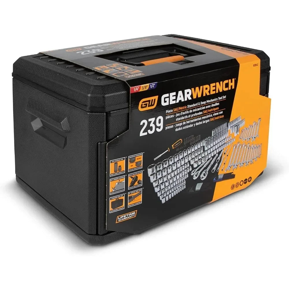 80966 243 Pc. 6 Pt. Mechanics Tool Set In 3 Drawer Storage Box