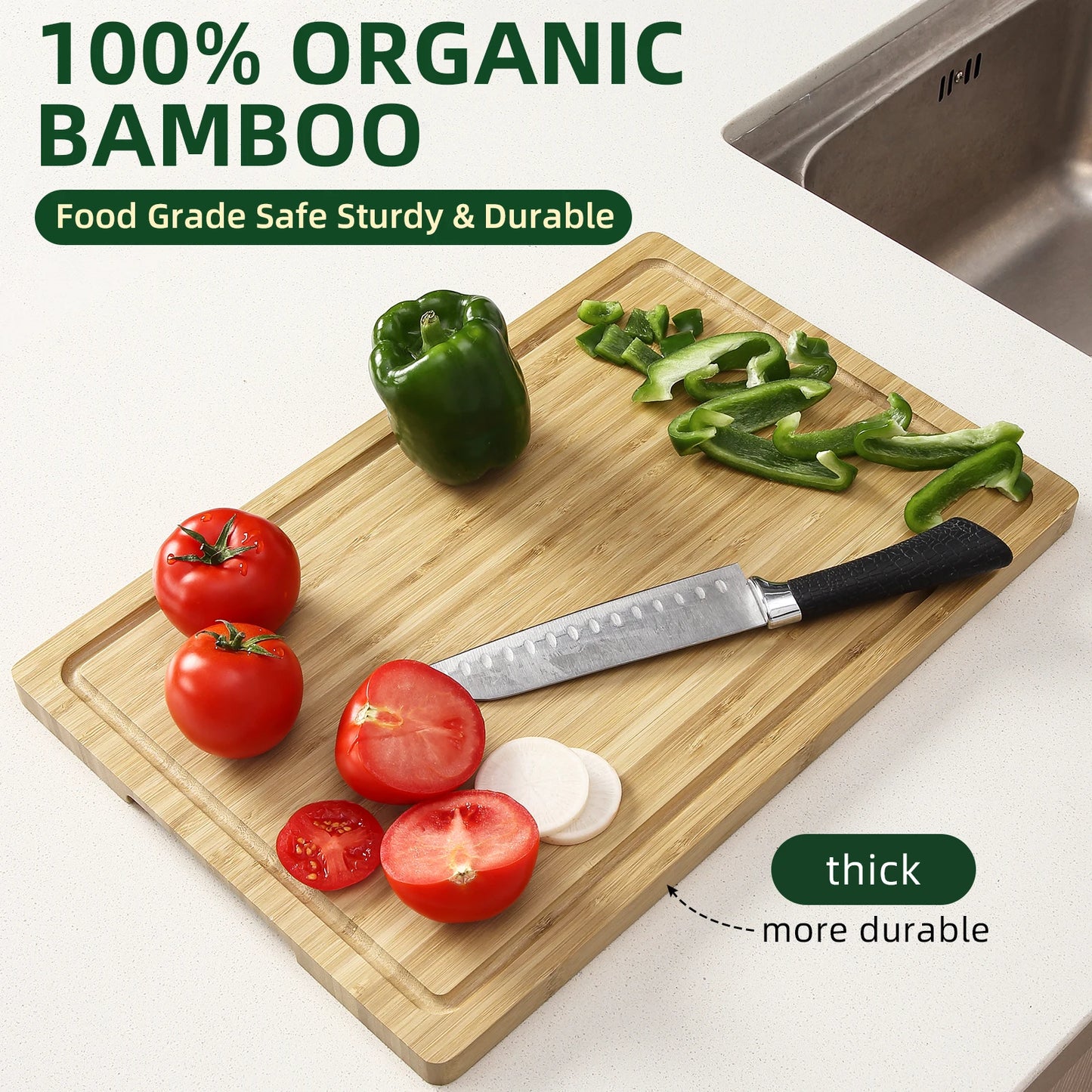 18 Inch Large Bamboo Cutting Board, XL Wood Cutting Boards for Kitchen
