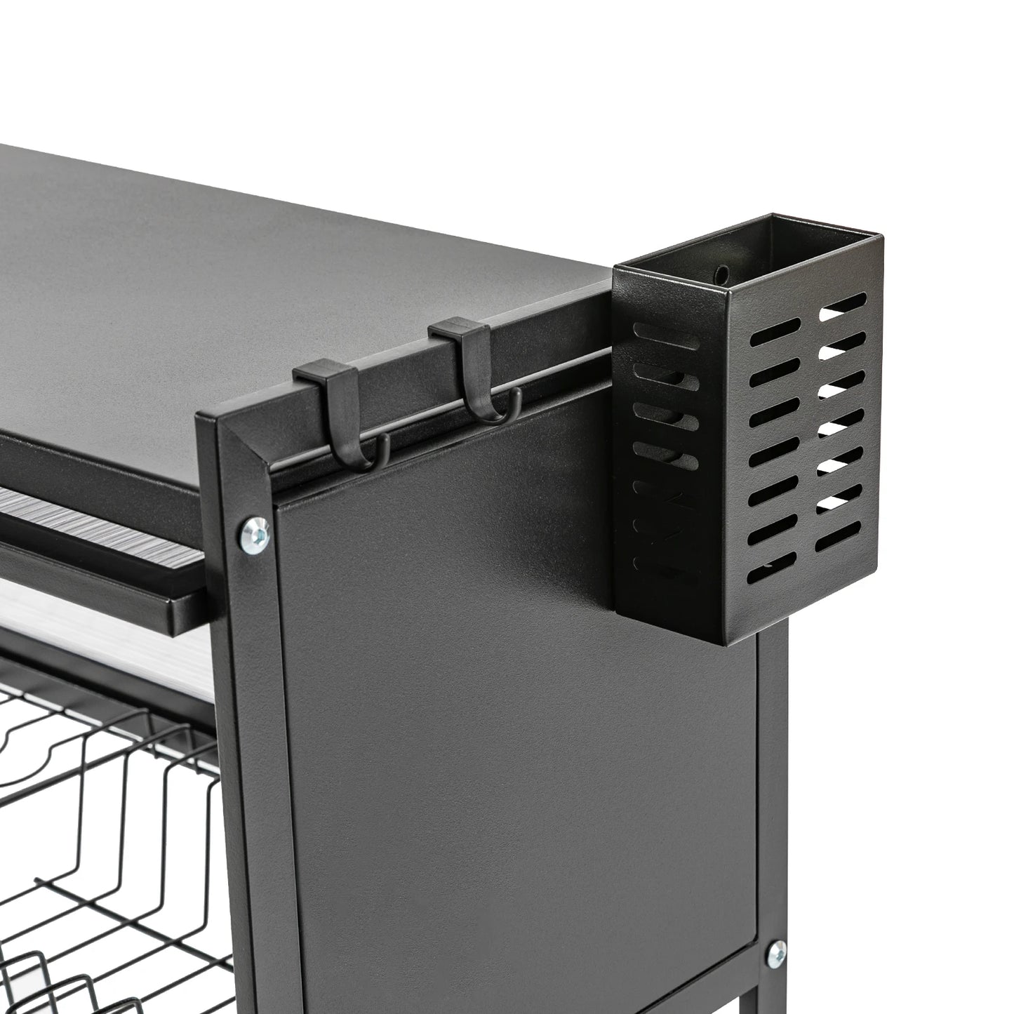 2-Tiers Dish Drying Rack Carbon Steel Cutlery Drainer 95x30x80cm