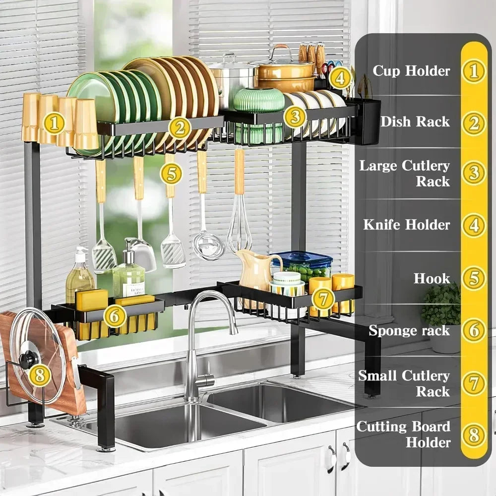 Over The Sink Rack Adjustable Dish Drying Rack Easy Install