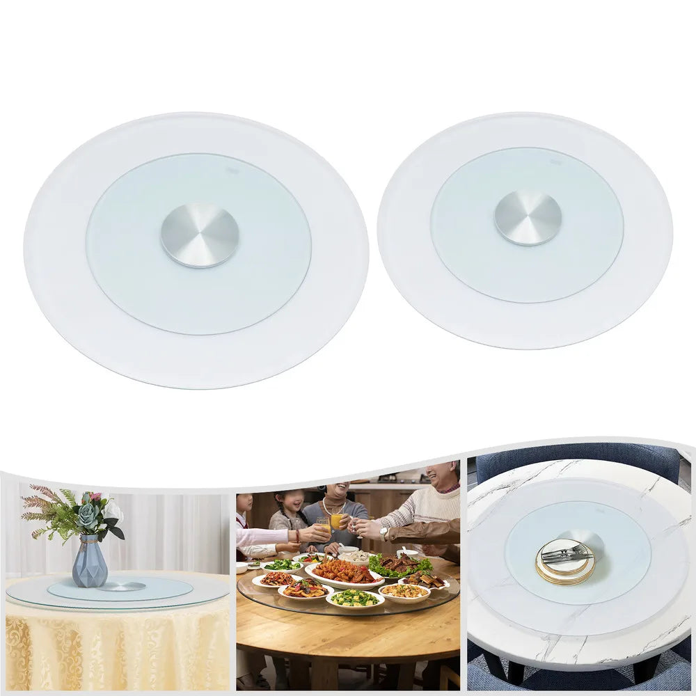 Bymaocar 27.56in Tempered Glass Turntable Clear Dining Round Table