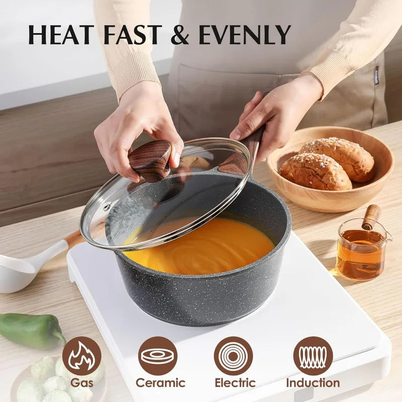 Nonstick Cookware Set 13-Piece with Swiss Granite Coating