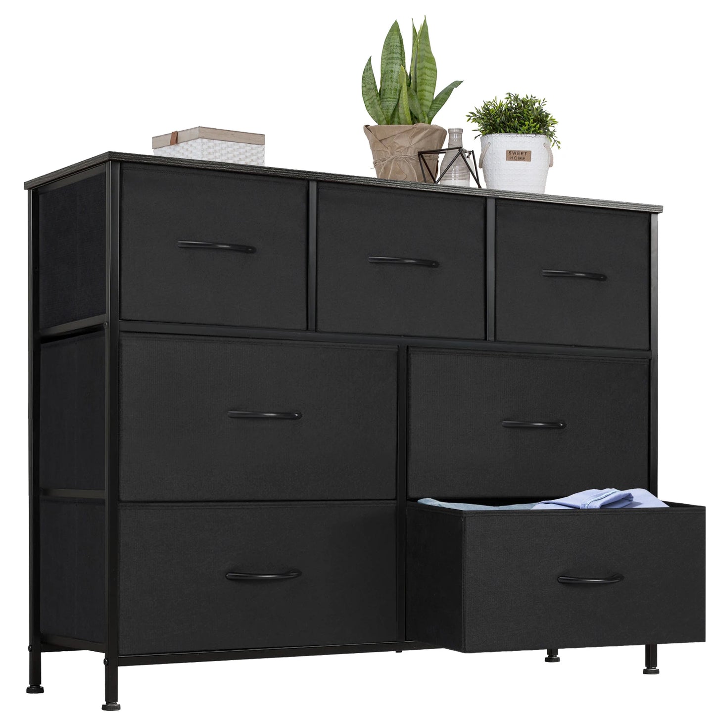 JHK Dresser For Bedroom With 7 Fabric Drawers Organizer Modern Minimalist Style