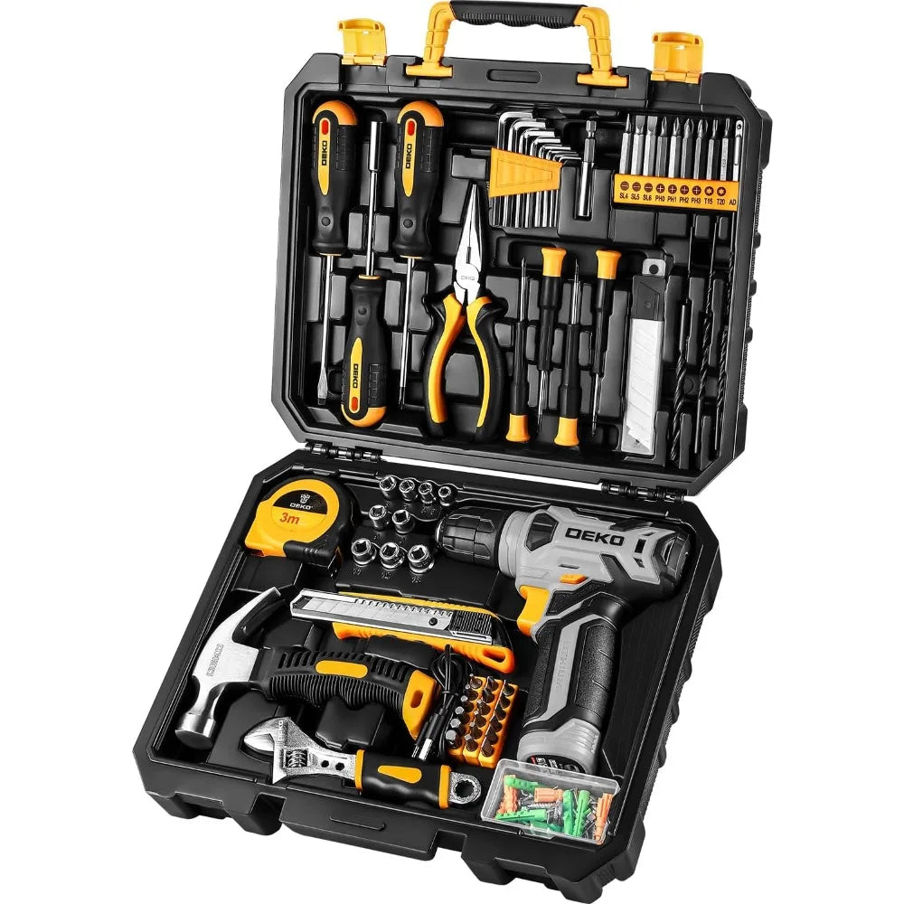 Tool Set:Tool Kit with 8V Cordless Drill,Tool Box with Drill,Hand Drill Set,Home Tool Kits for House Repair,Handyman, 126 Piece