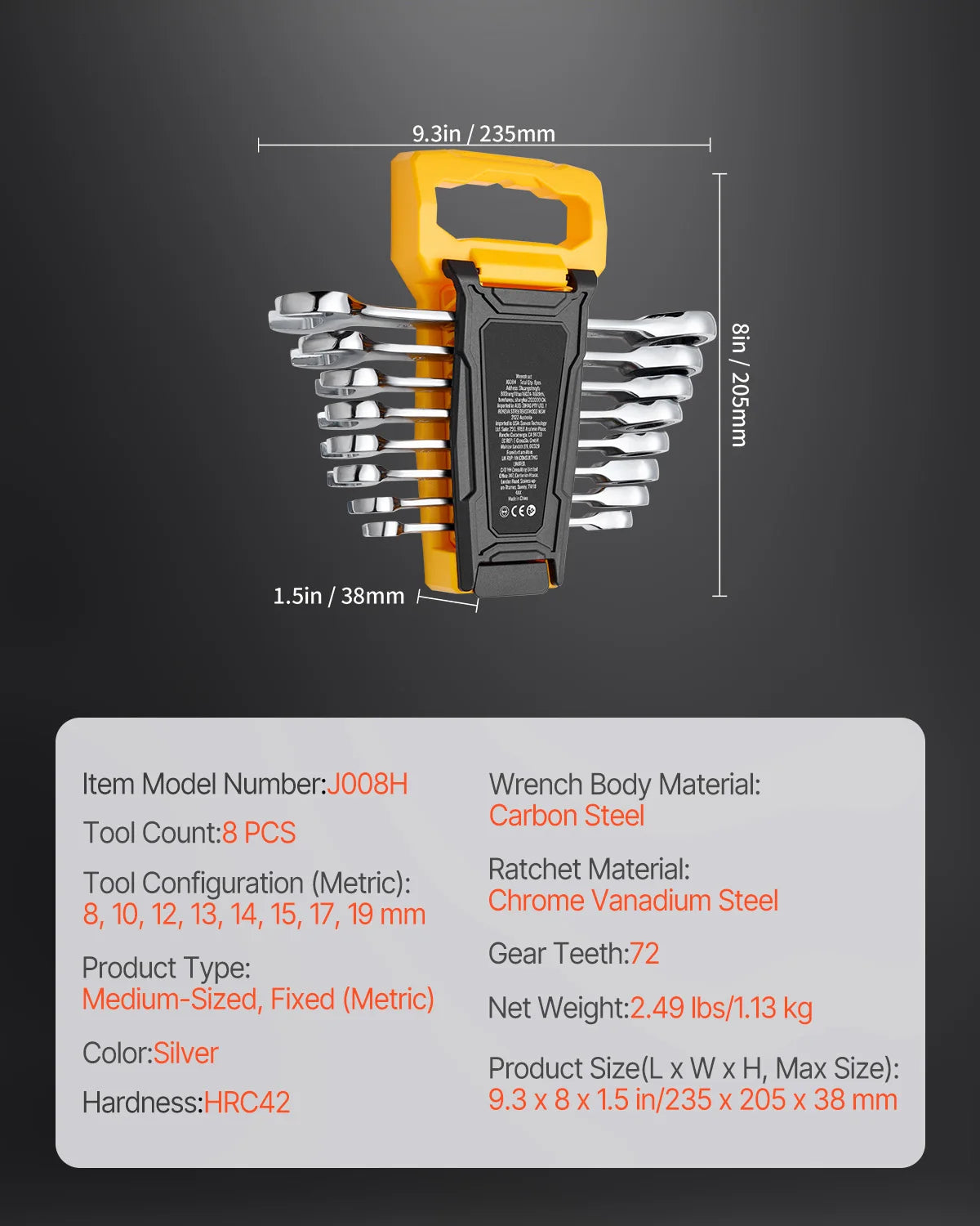 VEVOR 8/16PCs Combination Wrench Set
