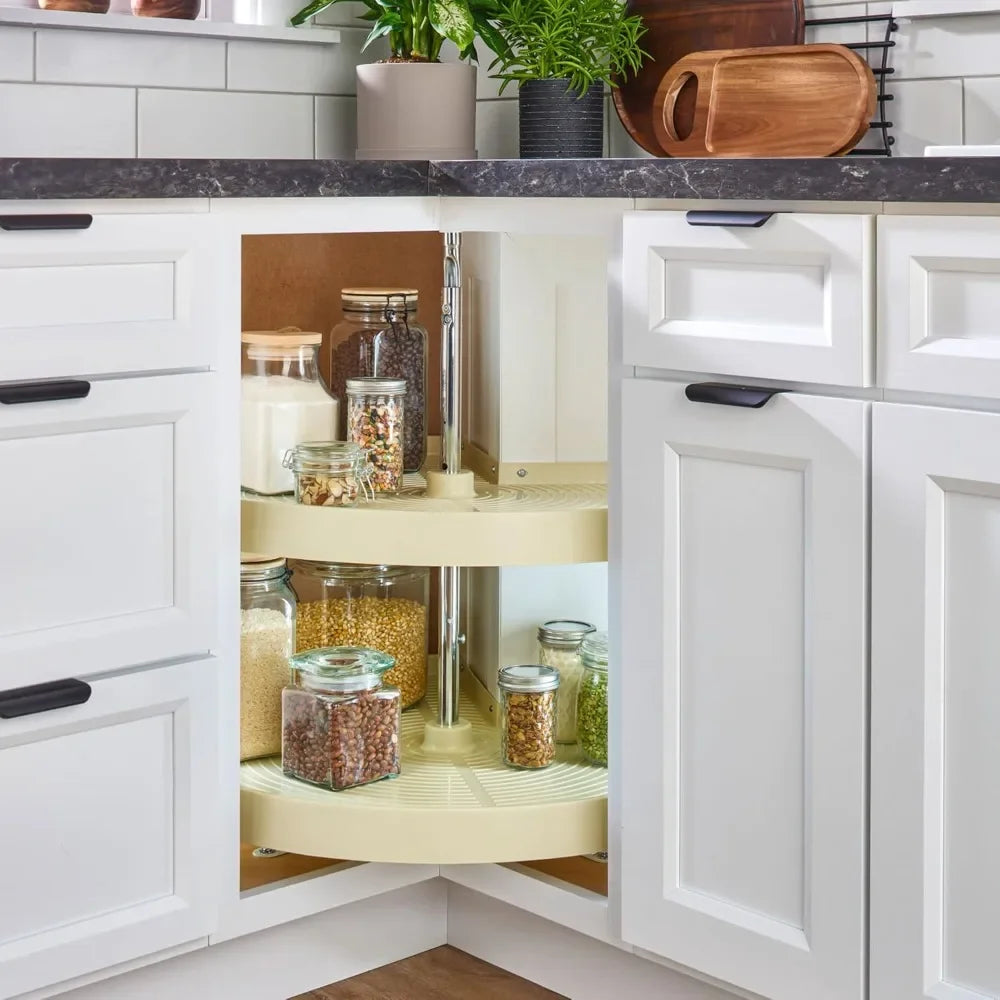 28 Inch Dual Tier Pie-Cut Lazy Susan Organizer for Cabinets