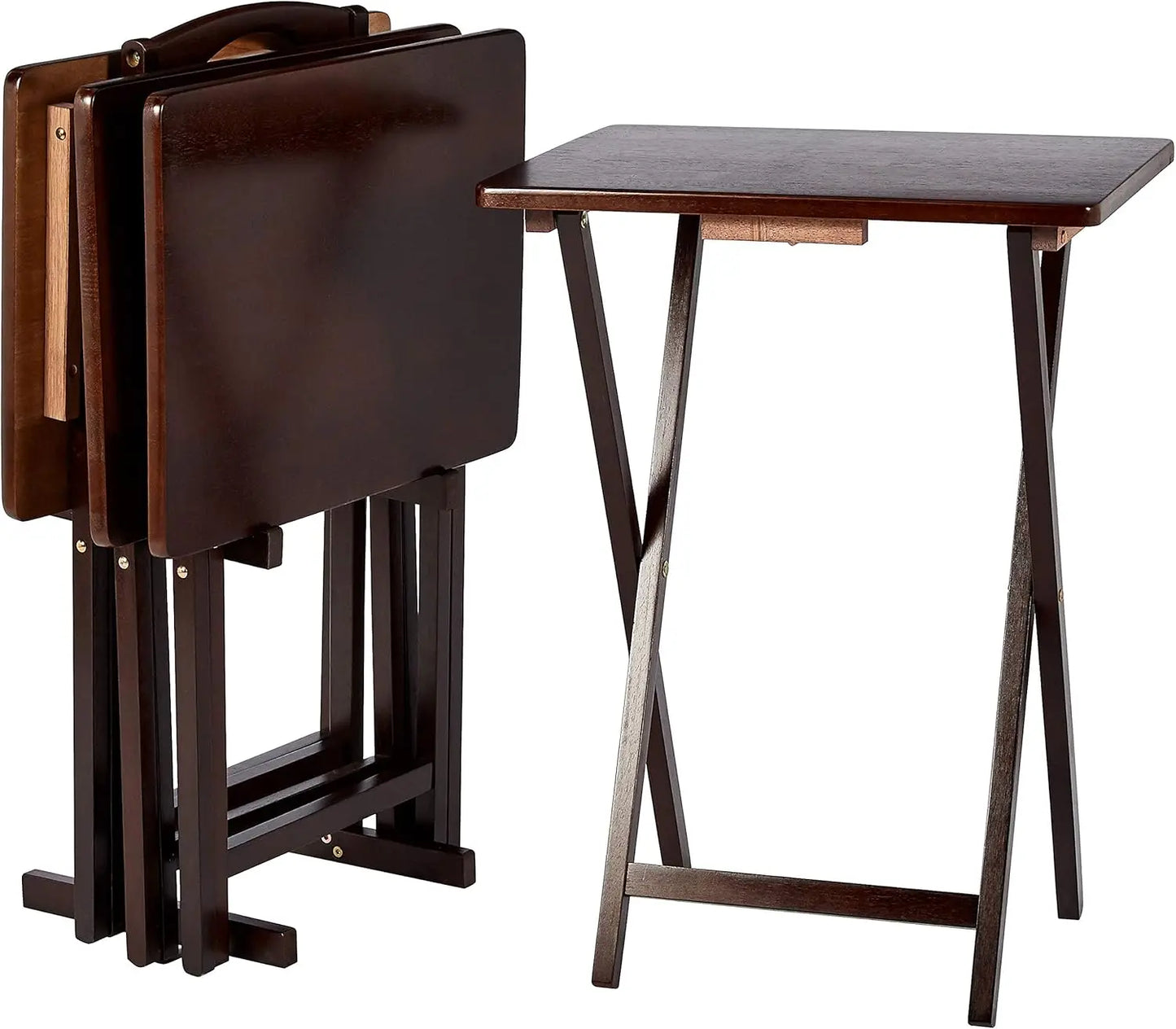 Classic Portable TV Dinner Rectangular Folding Tray Tables, withj rack