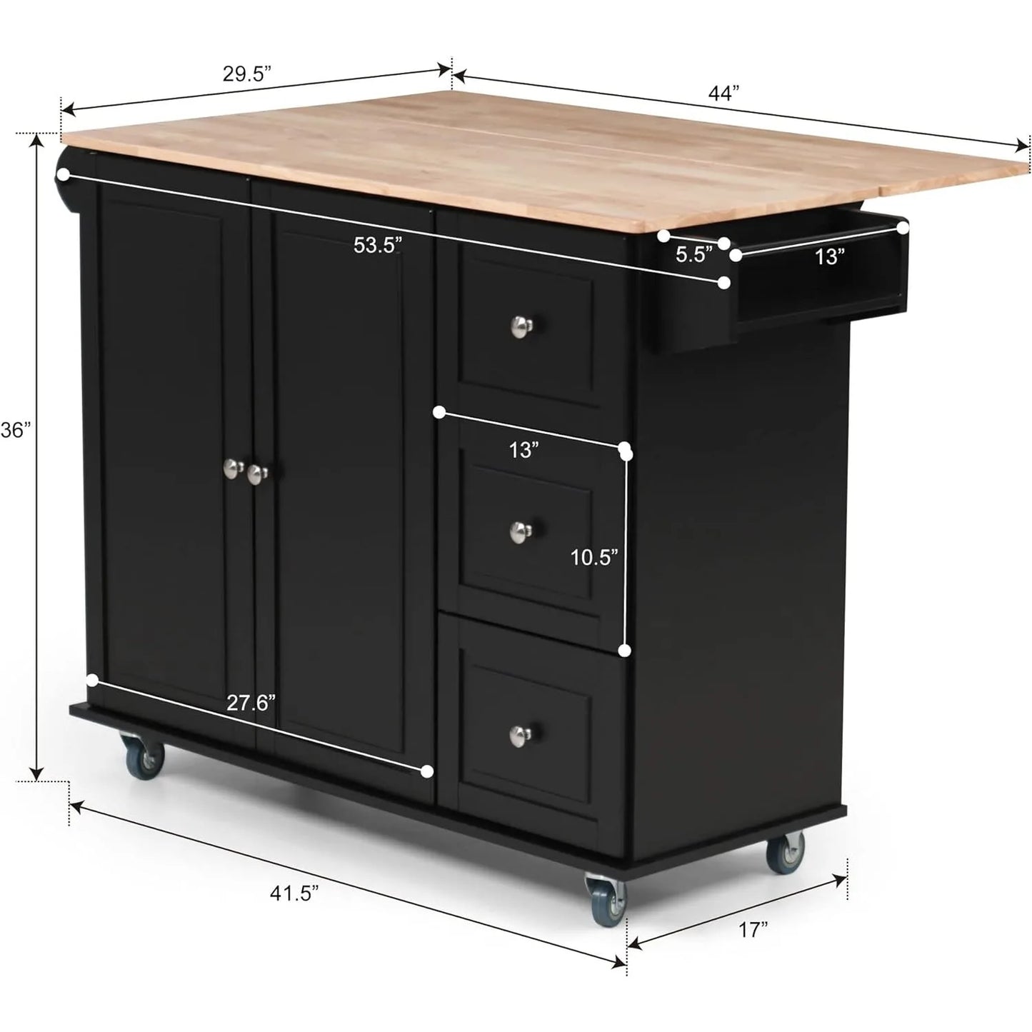 Rolling Kitchen Island with Storage Portable Kitchen Island with Drop Leaf