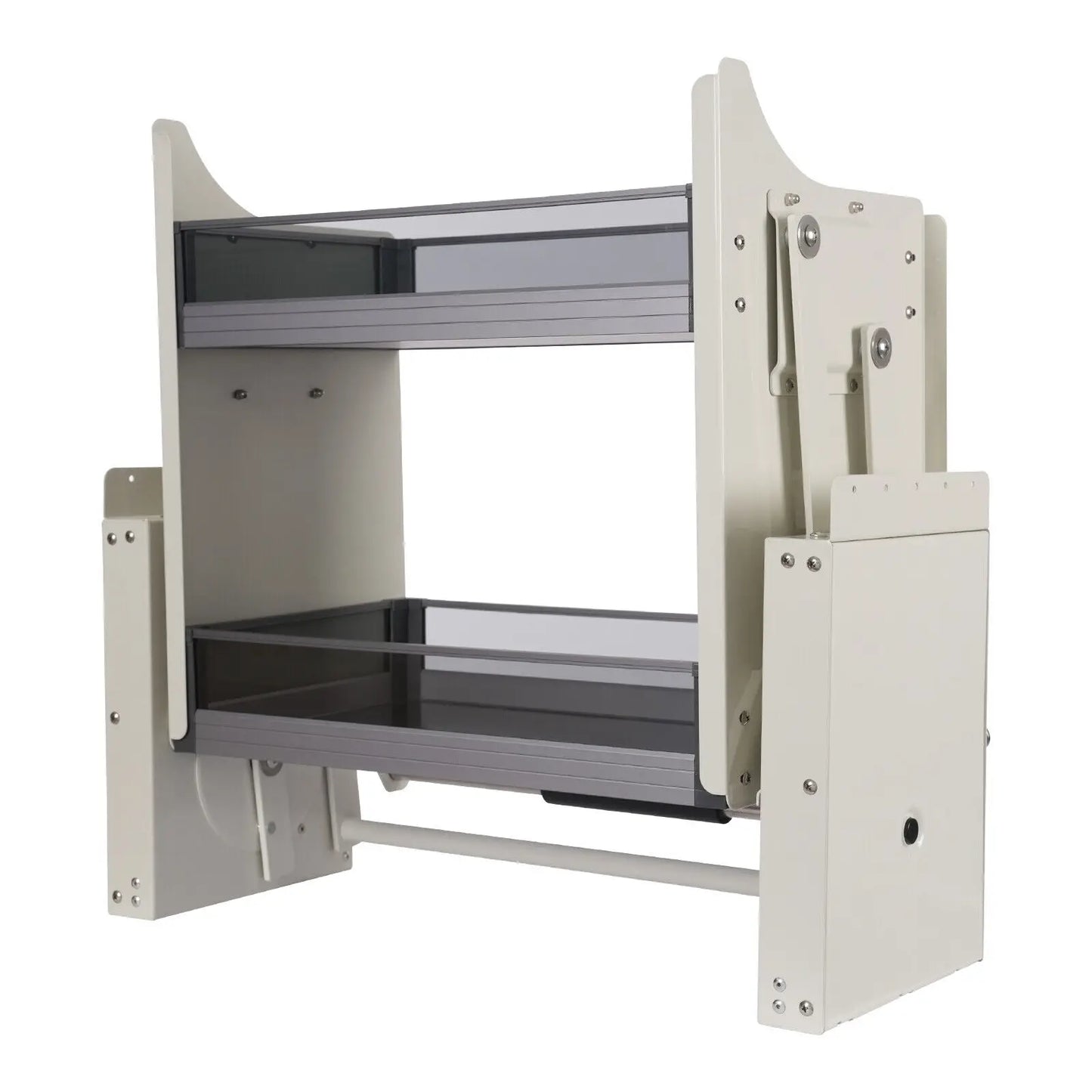 2 Tier Pull Down Kitchen Cabinet Storage Rack Aluminum Alloy and Tempered Glass Shelf with Soft Handle for Efficient Organization