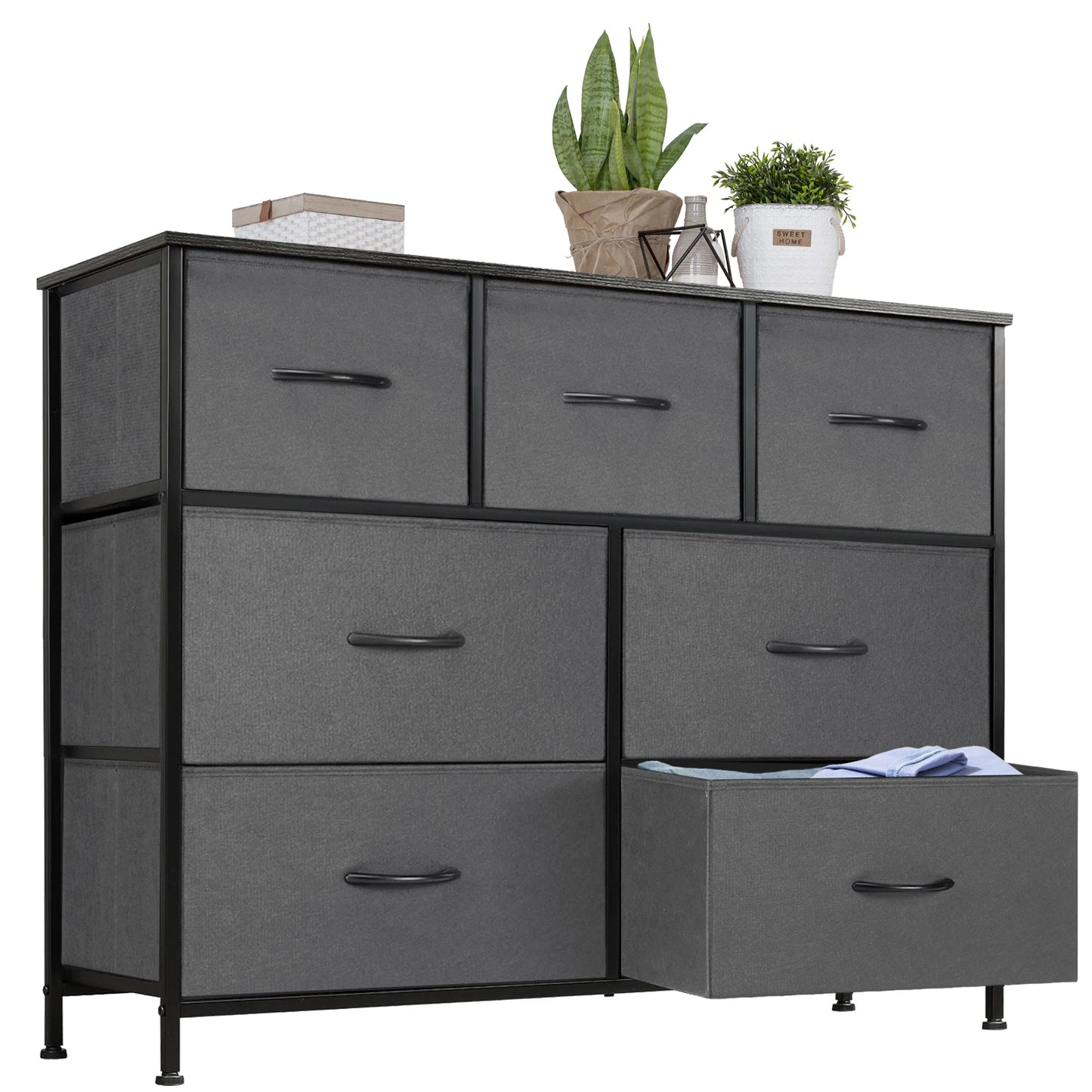 JHK Dresser For Bedroom With 7 Fabric Drawers Organizer Modern Minimalist Style