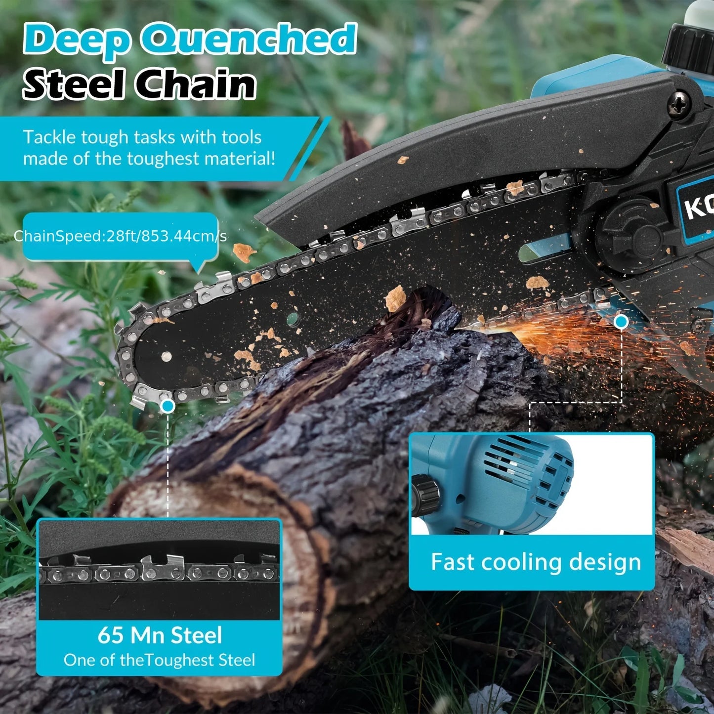 Jemi Tool Mini Chainsaw 6 "with 1/2×21V battery, powerful electric small portable chainsaw