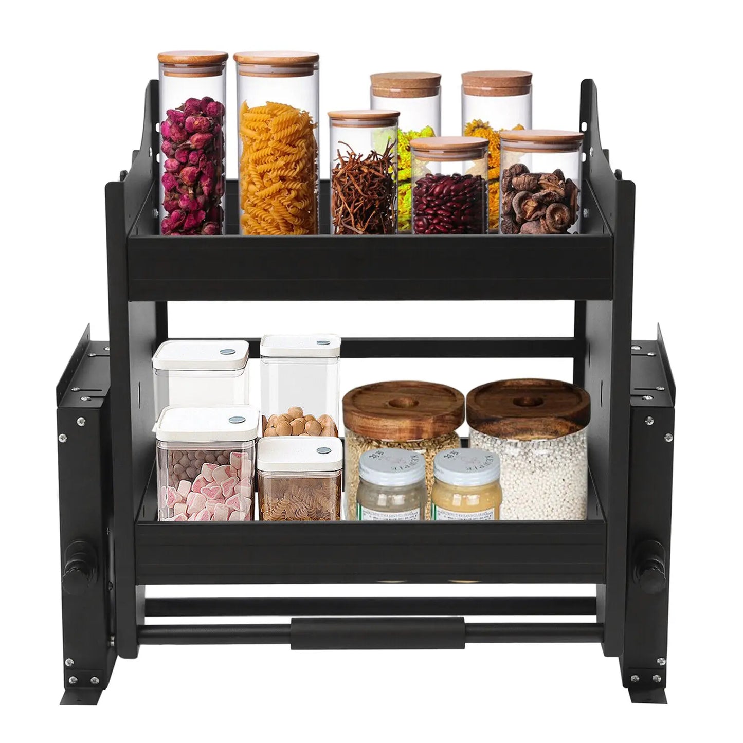 2-Tier Pull-Out Shelf Cabinet Drop Down Kitchen Shelf