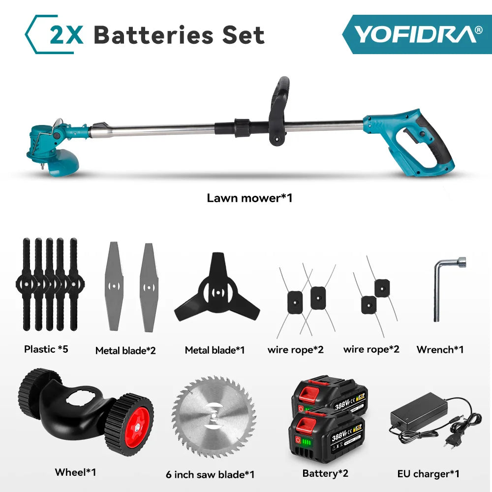 YOFIDRA 100-135cm Electric Lawn Mower Foldable Trimmer
