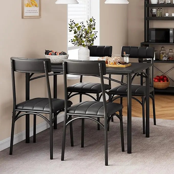 4-person Dining Table Set with Cushioned Chair
