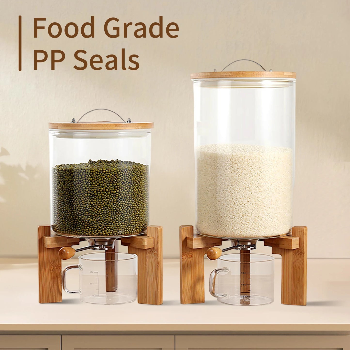 Flour And Cereal Container 5L/7.5L Rice Dispenser Glass Storage