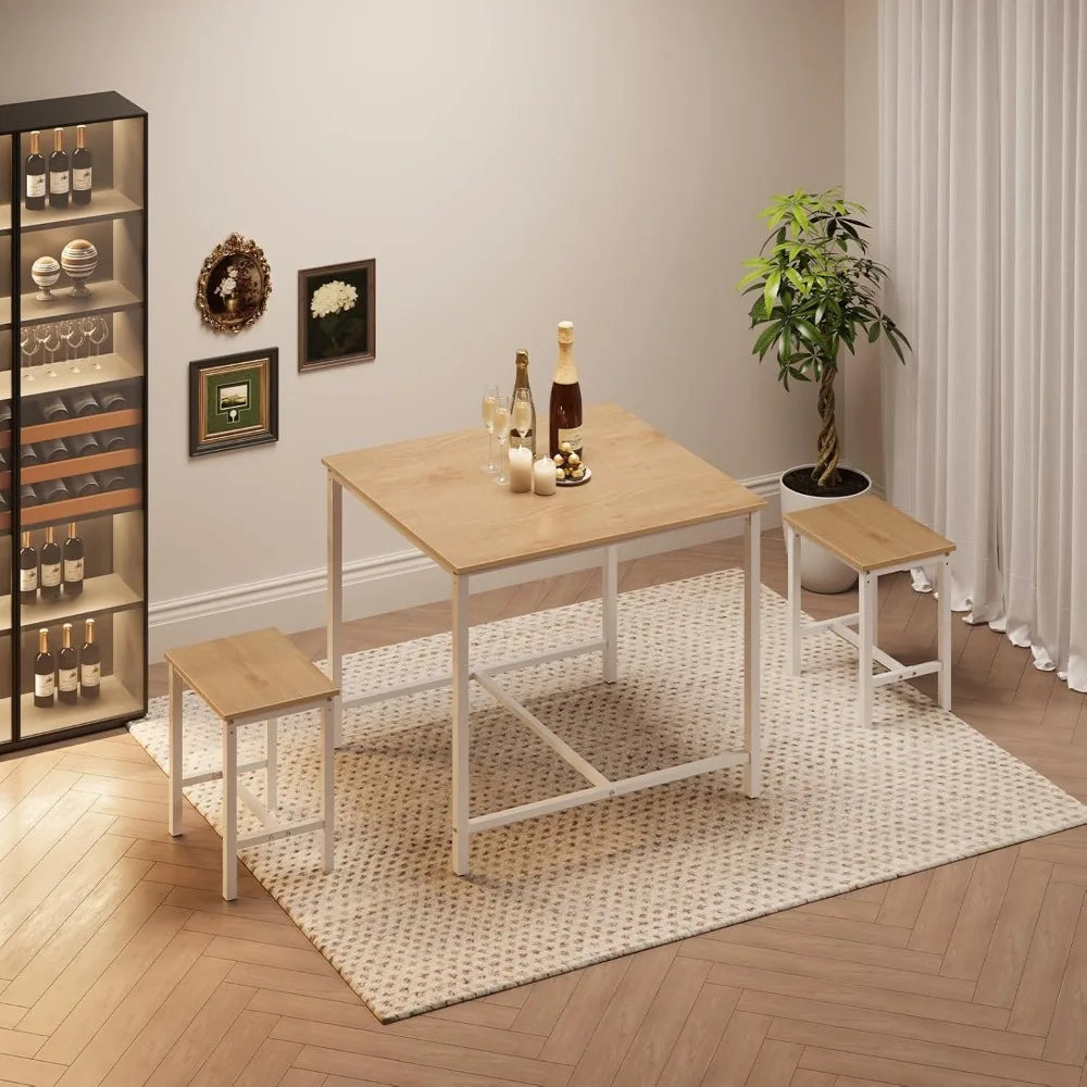 3-Piece, Kitchen Table, Space Saving Dinette for Kitchen