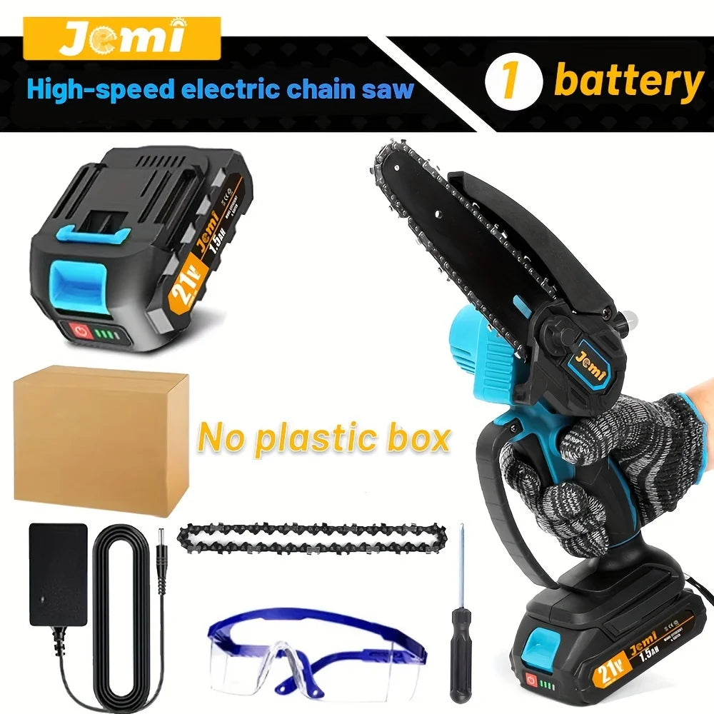 Jemi Tool Mini Chainsaw 6 "with 1/2×21V battery, powerful electric small portable chainsaw