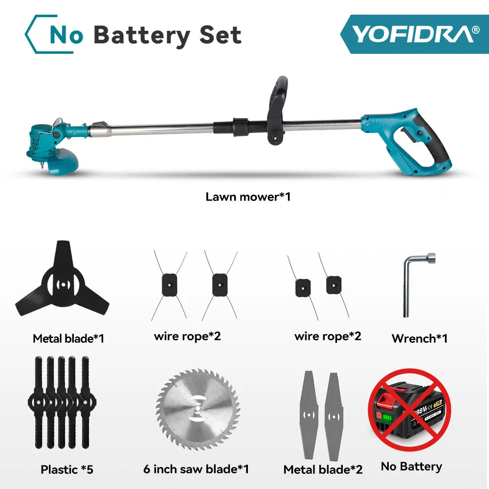 YOFIDRA 100-135cm Electric Lawn Mower Foldable Trimmer