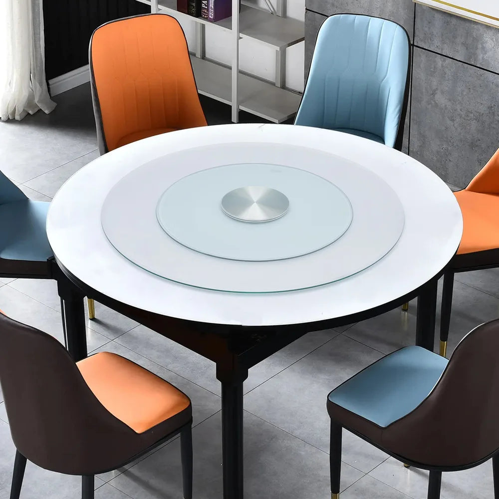 Bymaocar 27.56in Tempered Glass Turntable Clear Dining Round Table